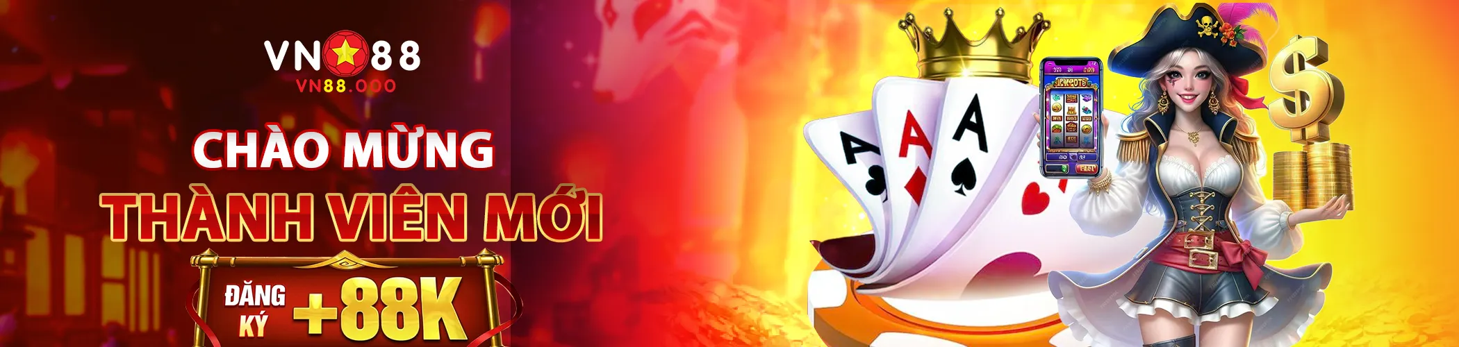 chào mừng đăng ký thành viên tặng 88k